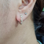 Classic Hoop Layered Diamond Earrings 14K