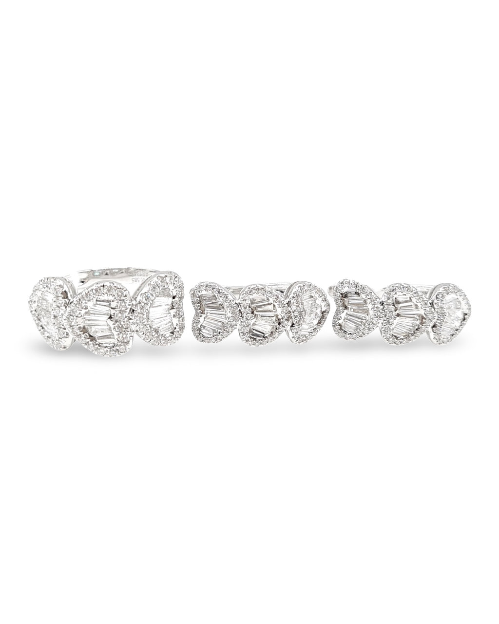 Classic Hoop Heart Baguette Diamond Jewelry Set 14K