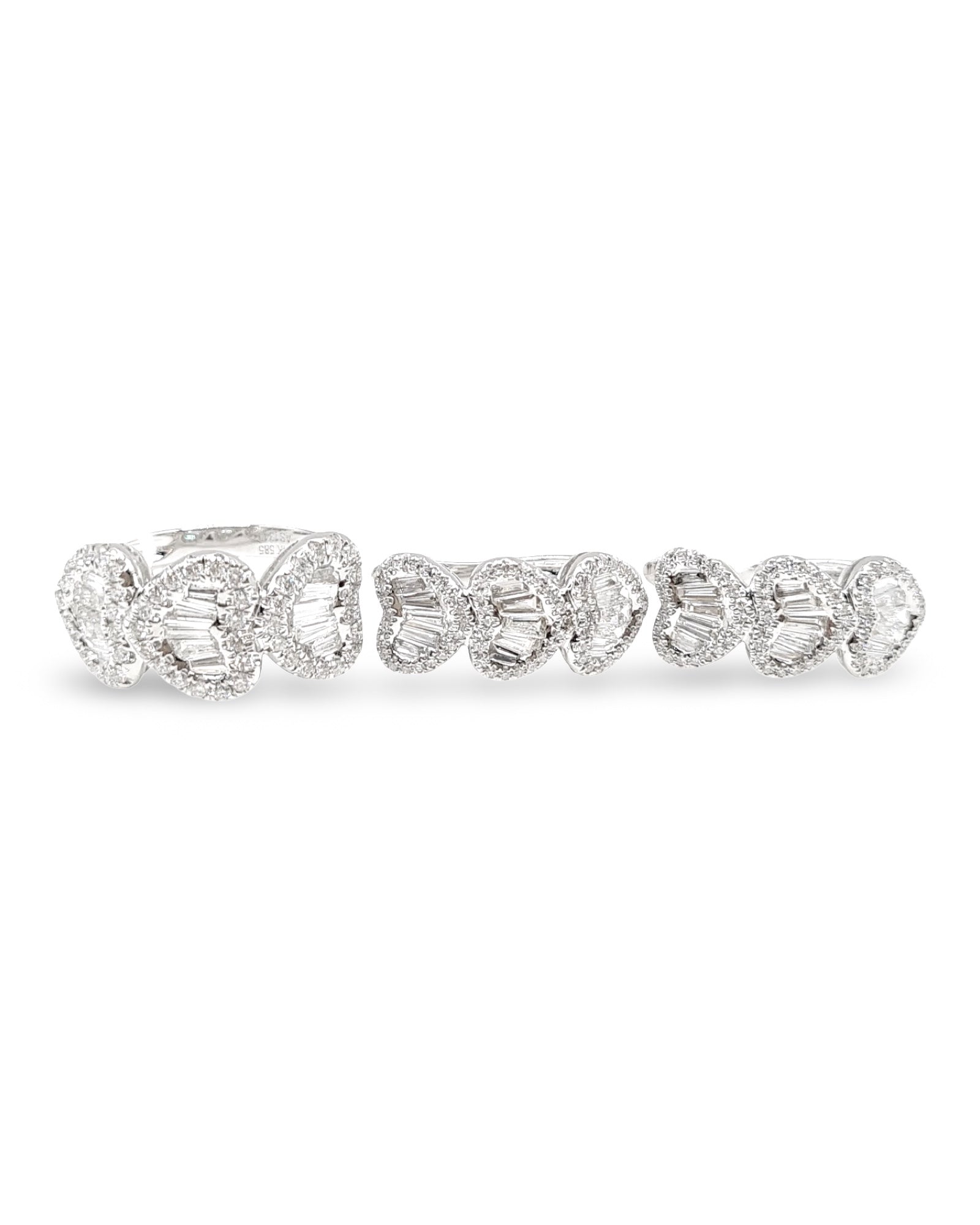 Classic Hoop Heart Baguette Diamond Jewelry Set 14K