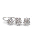 Cluster Round Floral Diamond Jewelry Set 18K