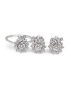 Cluster Round Floral Diamond Jewelry Set 18K