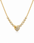 Classic Heart Center Piece Golden Beaded Diamond Necklace 18K
