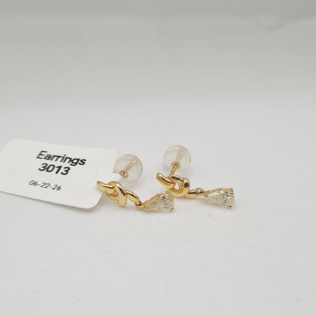 0.38cts Pear Solitaire Golden Drop Diamond Earrings 18K