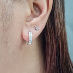 Classic Baguette Hoop Diamond Earrings 18K