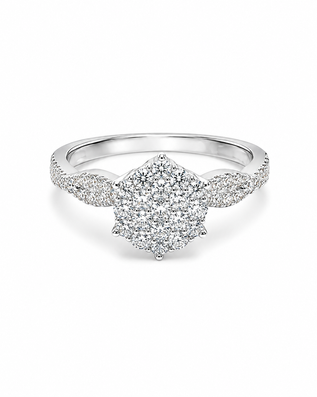 Classic Round Paved Diamond Ring 14K