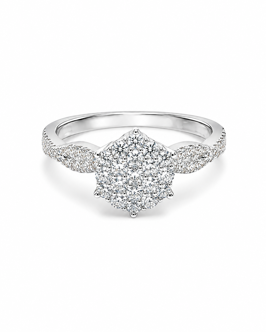 Classic Round Paved Diamond Ring 14K