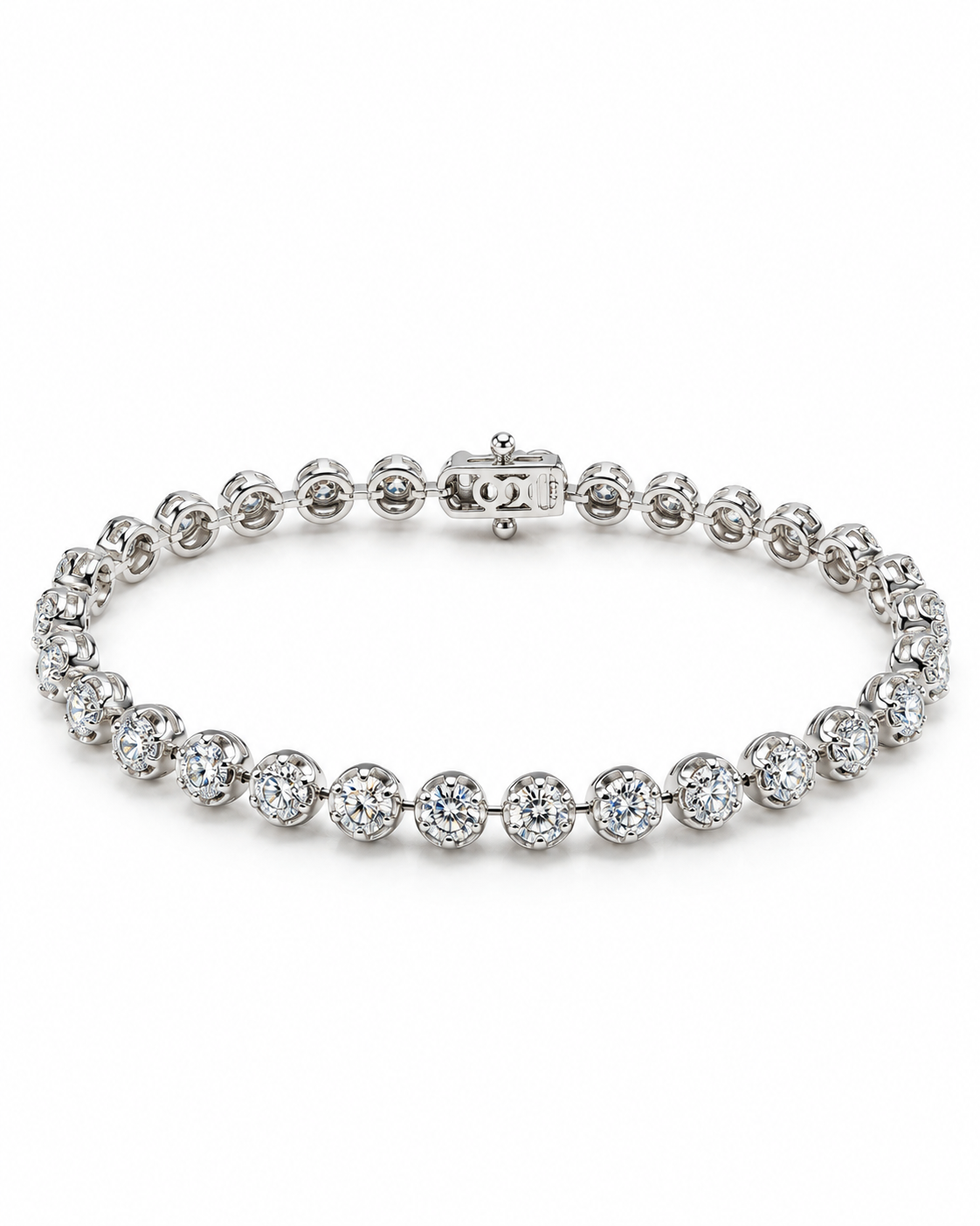 Classic 2.50CTW Round Solitaire Full Eternity Diamond Pave Bracelet 18K