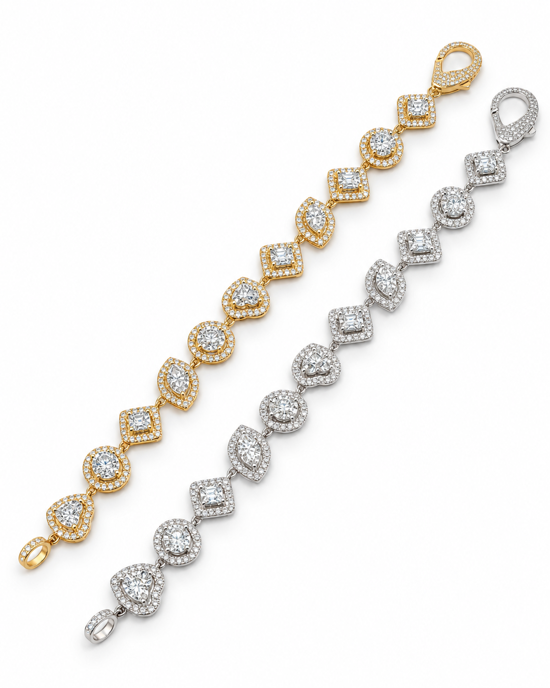 Classic Multi Shape Enlarger Setting Eternity Diamond Bracelet 14K
