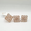 Rosegold Round Deco Diamond Jewelry Set 18K