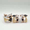 Three Tone Clover Deco Statement Diamond Jewelry Set 14K
