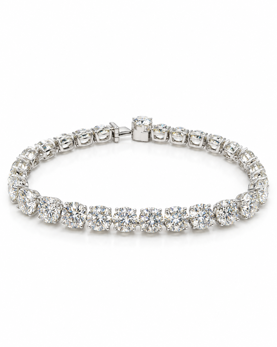 Classic 26.0CTW Round Solitaire Full Eternity Tenni Diamond Bracelet 18K GIA Certified