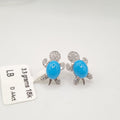 Oval Turquoise Gemstones Tortoise Stud Diamond Earrings 18K