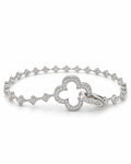 Classic Clover Clip Tennis Diamond Bracelet 14K