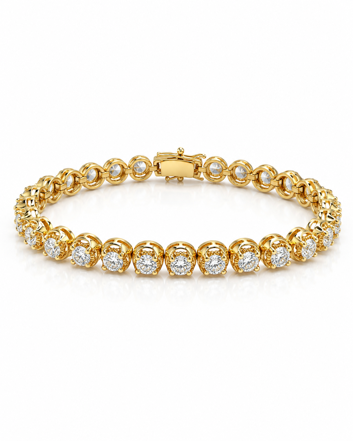 Classic 5.50CTW Round Donut Full Eternity Tennis Diamond Bracelet 14K