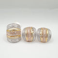Three Tone Baguette Layered Statement Diamond Jewelry Set 14K