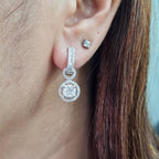 Classic Round Hoop Halo Invisible Setting Diamond Earrings 14K
