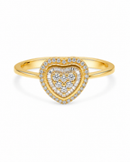 Classic Golden Heart Diamond Ring 18K