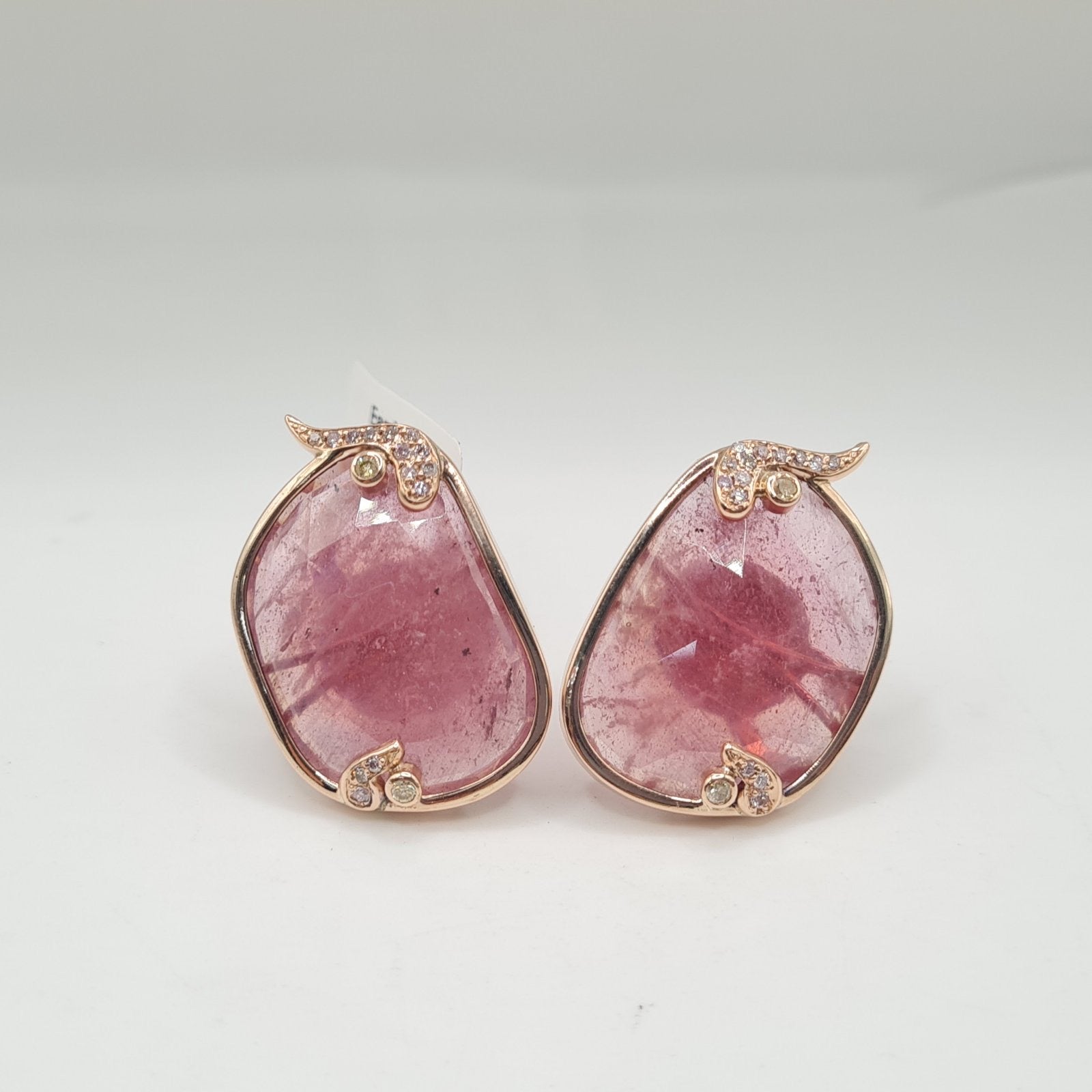Deco Tourmaline Gemstones Diamond Earrings 18K