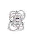 Classic Cushion Double Halo Deco Statement Diamond Ring 18K