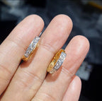 Classic Golden Round Half Eternity Hoop Diamond Earrings 14K
