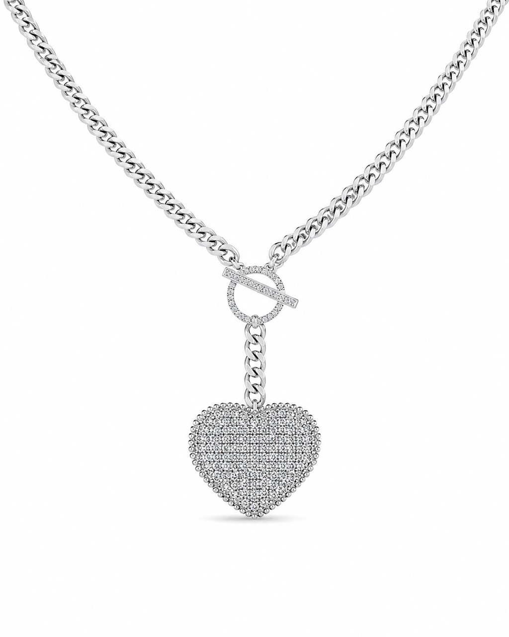 Classic Heart Locket Chain Diamond Necklace 14K