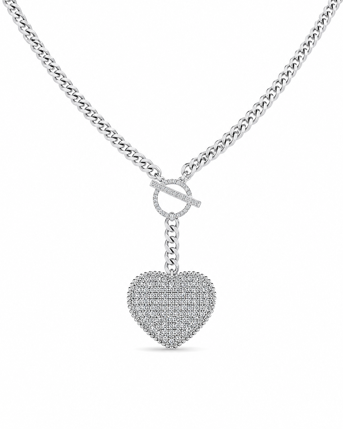 Classic Heart Locket Chain Diamond Necklace 14K