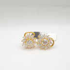 Golden Floral Round Marquise Halo Diamond Earrings 18K
