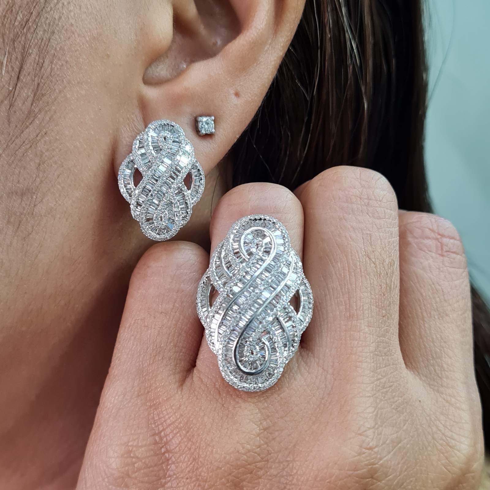 Crossover Paved Statement Diamond Jewelry Set 14K