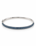 Fancy Blue Diamond Paved Half Eternity Diamond Bangle Bracelet 14K