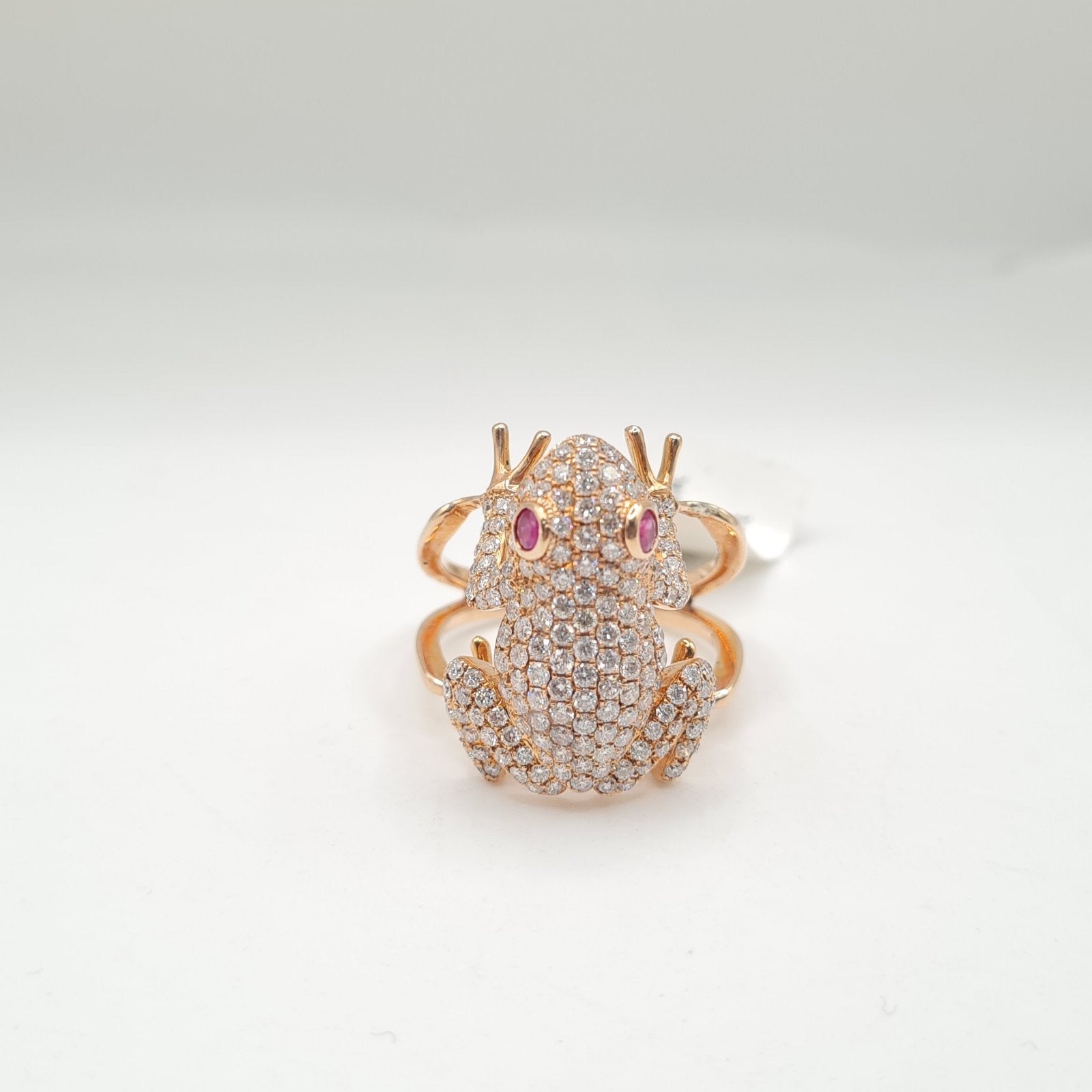 Rosegold Pave Cubic Frog Diamond Ring 18K
