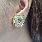 Heavy Gold Channel Paved Diamond Earrings 18K