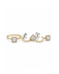 Classic Cushion Halo Dangle Paved Golden Diamond Jewelry Set 14K