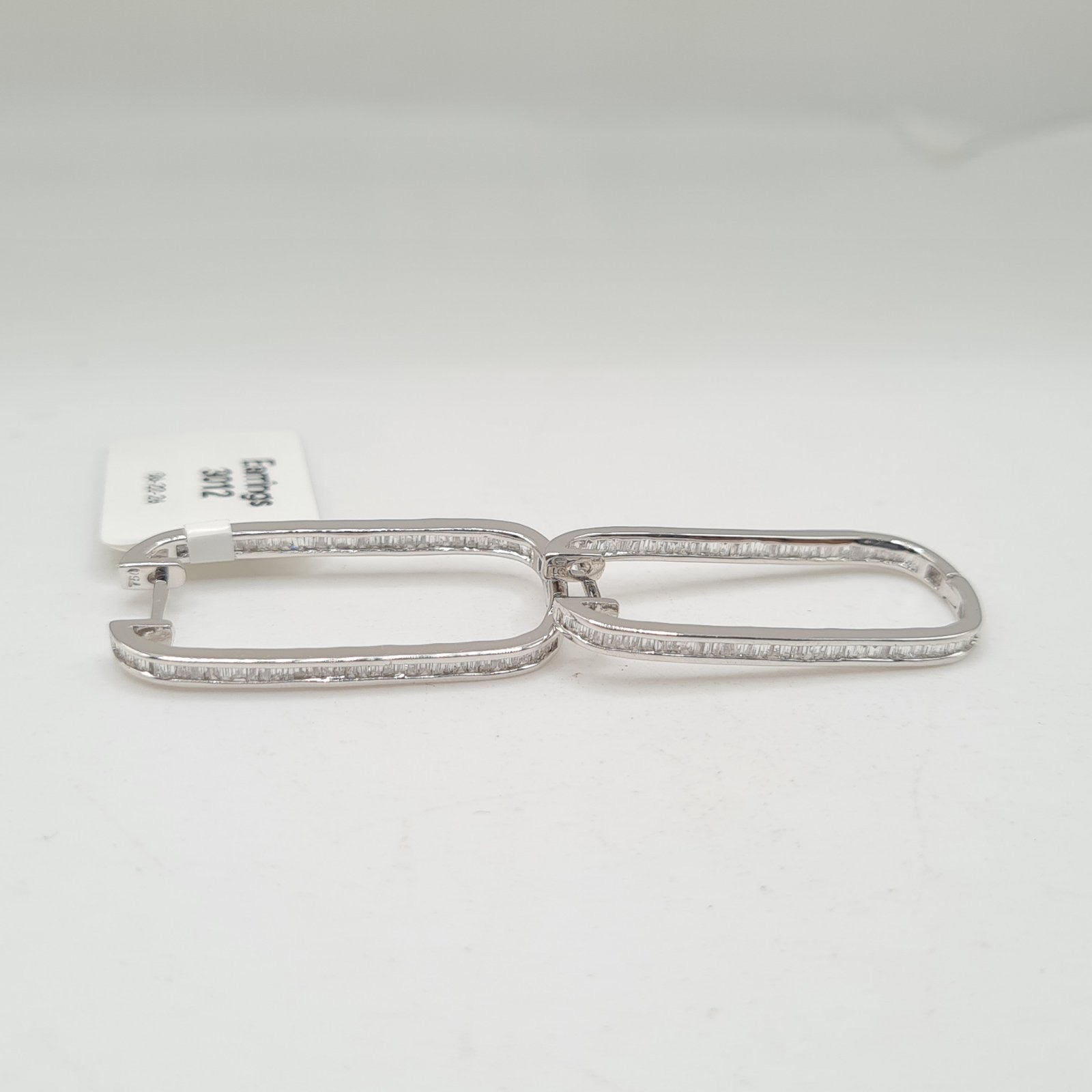 Paperclip Baguette Hoop Diamond Earrings 18K