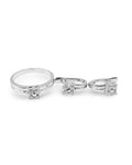 Classic Solitaire Round Floral Hoop Diamond Jewelry Set 14K