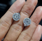 Classic Round Halo Stud Diamond Earrings 18K