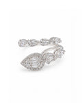 Classic Pear Baguette Overlap Deco Diamond Ring 14K