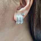 Round Layered Hoop Diamond Earrings 18K