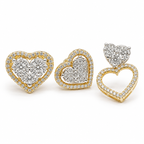 Classic Multi-Wear Golden Heart Halo Diamond Jewelry Set 14K