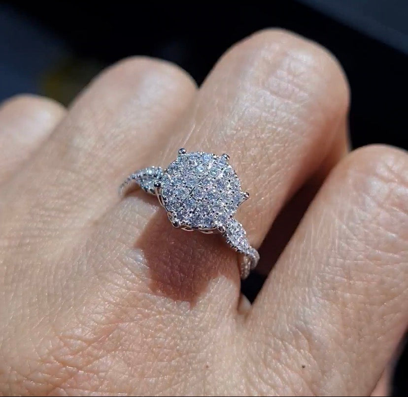 Classic Round Infinity Paved Diamond Ring 14K