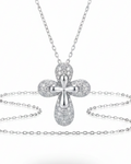 White Gold Cross Paved Diamond Necklace 18K