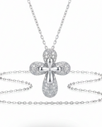 White Gold Cross Paved Diamond Necklace 18K