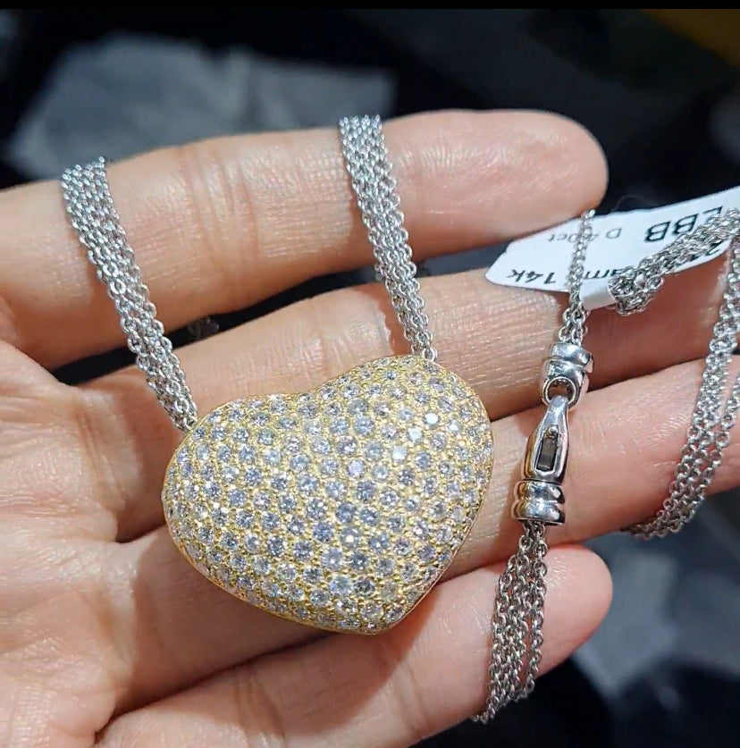 Classic Heart Large Diamond Necklace 14K