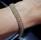 Two-Tone Rope Edge Twisted Rope Chain Paved Diamond Bracelet 14K