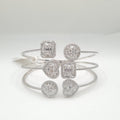 XX Classic White Gold Multi Shape Cuff Diamond Pave Bangle Bracelet 14K