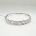 XX Classic White Gold Emerald Baguette Diamond Pave Bangle Bracelet 14K