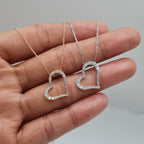 Classic Heart Halo Paved Diamond Necklace 14K