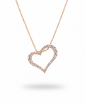 Classic Heart Halo Paved Diamond Necklace 14K