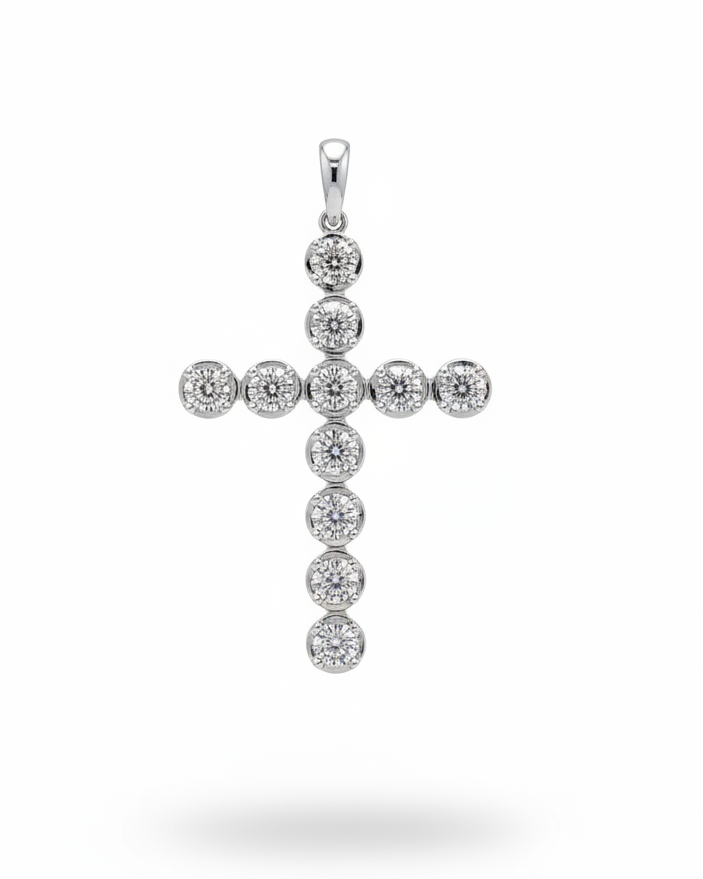 Paved Cross Diamond Pendant 14K