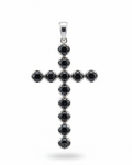 Rosecut Black Diamond Cross Pendant 14K