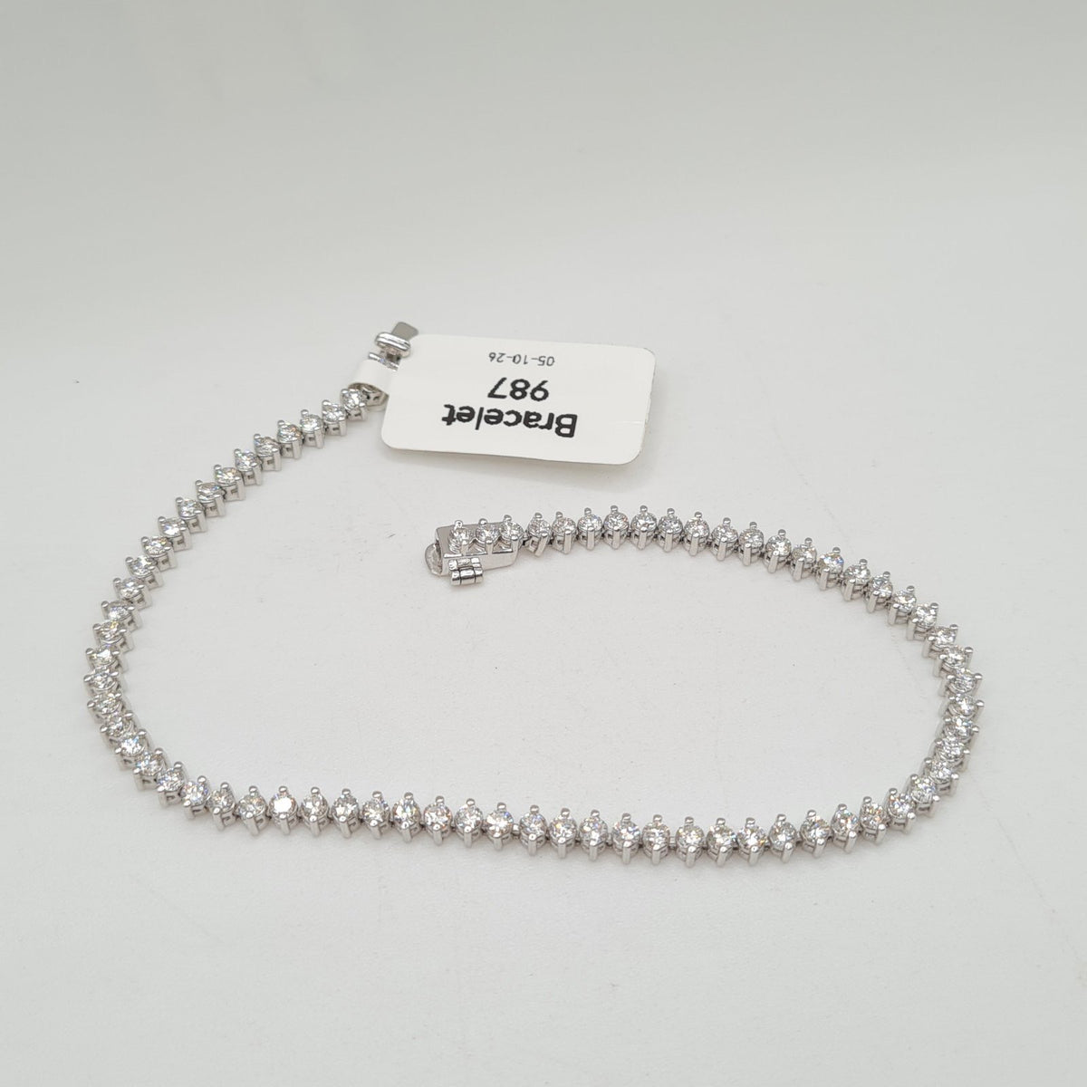 XX Classic White Gold Snake Type Full Eternity Diamond Tennis Bracelet 14K
